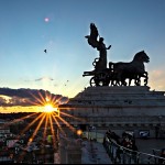 Piazza Venezia vue de Vittoriano. שקיעה רומאית 